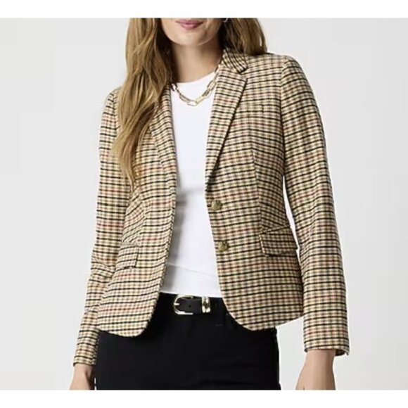 J. Crew Wool Blend Herringbone Tan Schoolboy Blazer Jacket Academia Preppy 0 - Picture 1 of 10